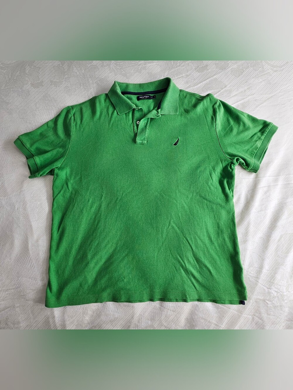 Nautica Men's XL Green Short Sleeve Pique Polo Shirt Cotton Classic Fit